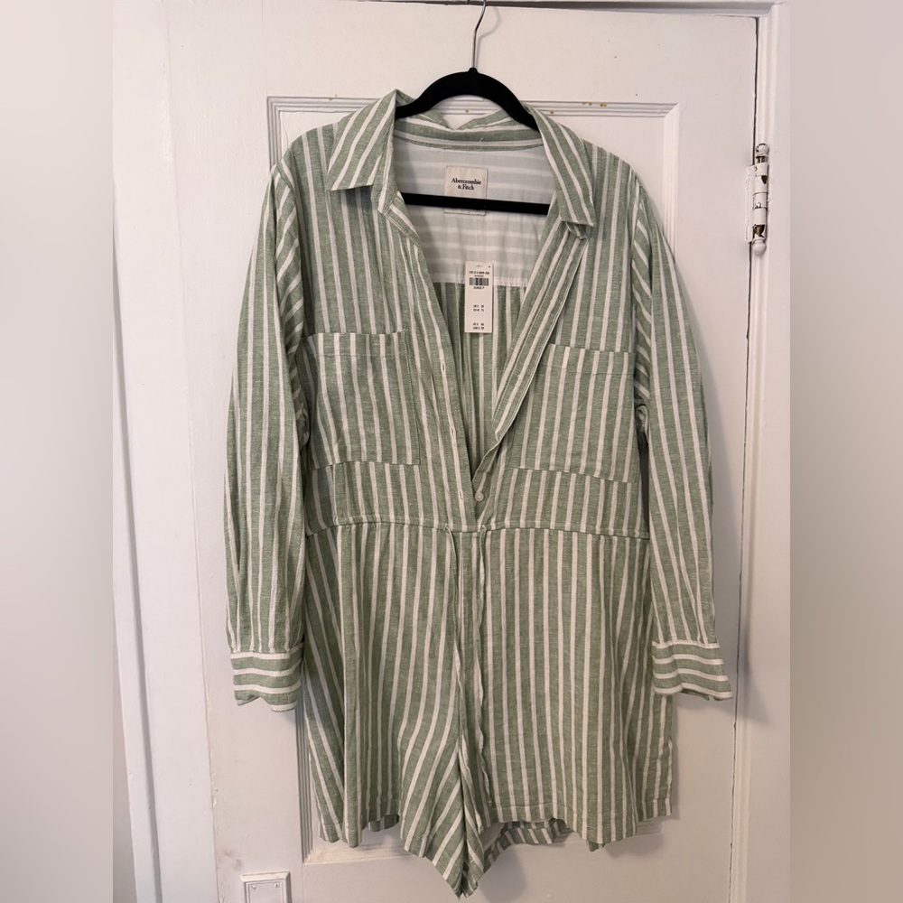 Abercrombie green striped romper!